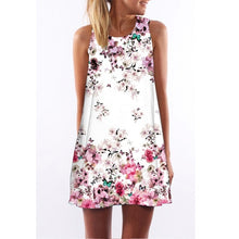 Load image into Gallery viewer, Sleeveless Summer Dress O neck Casual Loose Mini Chiffon Dresses