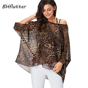 New Style Batwing Casual Summer Blouse Floral Print Dress Shirt