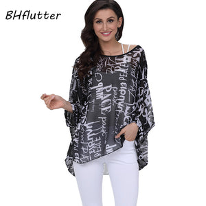 New Style Batwing Casual Summer Blouse Floral Print Dress Shirt