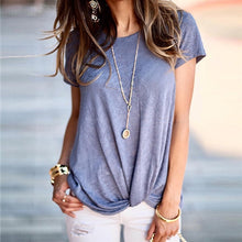 Load image into Gallery viewer, O neck Front Knot Casual Tee Shirt T-shirt Women Basic Short Sleeve Summer T shirt